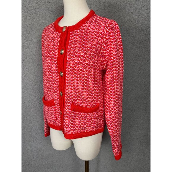 On 34th Women's Patterned Jacquard Button Up Cardigan Red Size Small NWT's - Picture 4 of 8